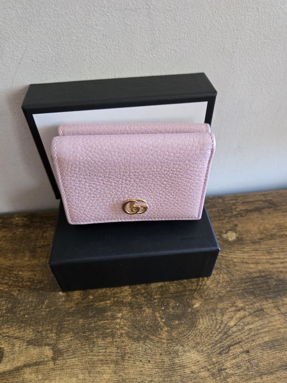 Gucci Pink Leather Small Wallet with Gold Hardware